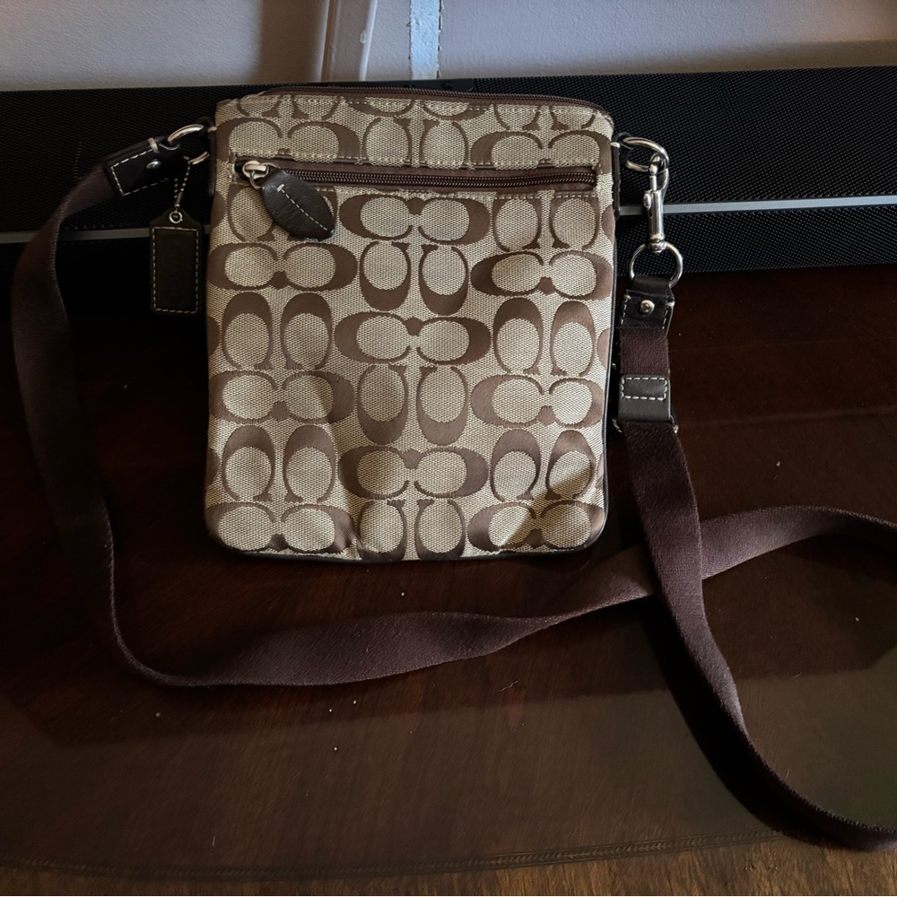 Coach Signature Tan and Brown Crossbody Bag - Picture 2 of 2